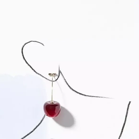Anthropologie Dark Red Cherry Earrings | NWOT - Picture 4 of 9